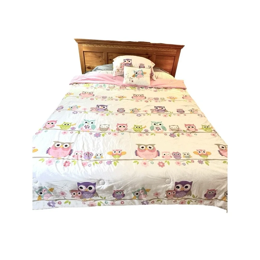 Mi Zone Kids Wise Wendy Owl Twin Comforter Set Sham Pillow Valance HTF 4 Pc Set